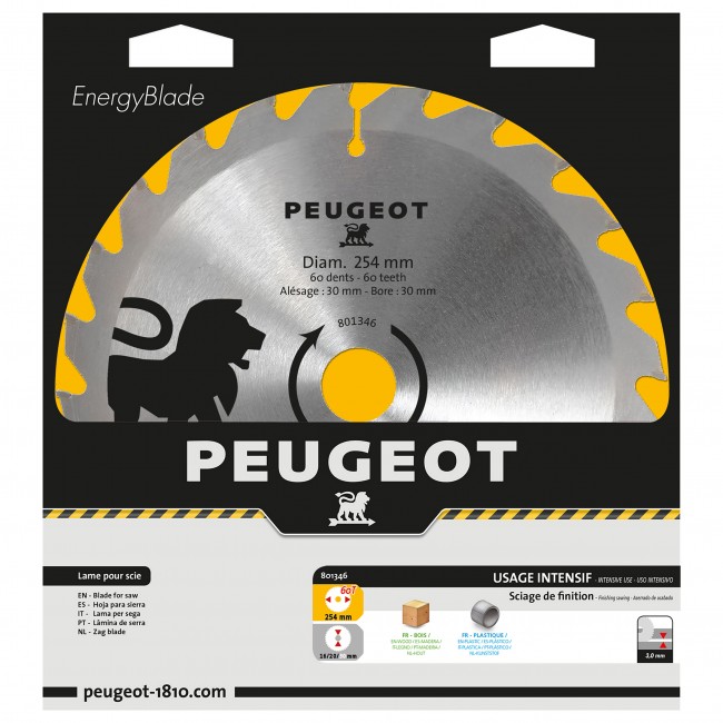 Lame carbure pour scie sur table - 60 dents - Ø 254 mm - alésage 30 mm - Bricozor.jpeg PEUGEOT