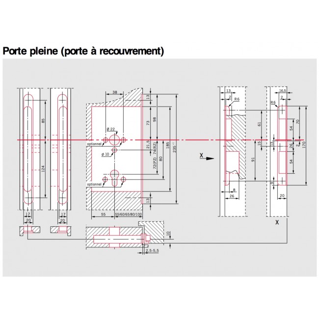 Schéma - bois à recouvrement DORMAKABA