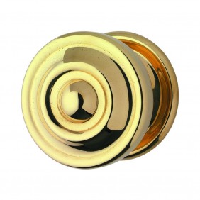 Bouton central - pour porte - laiton poli - 80 mm - tige chaînette DEVISMES