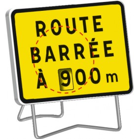Panneau de signalisation KC1 "route barrée" distance réglable - 800x600 mm TALIAPLAST
