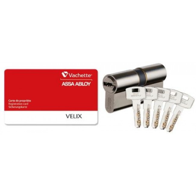 Cylindre de sûreté - laiton nickelé - 5 clés brevetées - Velix ASSA ABLOY VACHETTE
