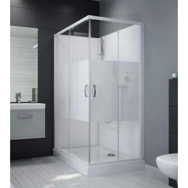 Cabine de douche 100x80 cm Izibox2 - portes coulissantes sérigraphiées LEDA
