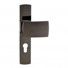 Poignées de porte palière sur plaques Muze - aluminium diamant noir VACHETTE