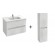 Meuble salle de bain 80 cm 2 tiroirs avec vasque + Meuble colonne 140x40 cm - 2 portes- blanc laqué - Ola Up