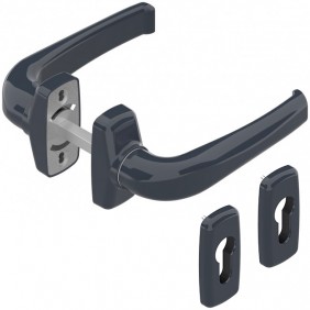 Ensemble poignées sur rosaces et rosaces clé I gris anthracite 7016 - menuiserie aluminium - Crystal LA CROISÉE DS