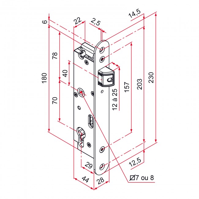 Schéma - Serrure à larder pour portail - axe 29 mm - pêne en zamak - GK2 - Bricozor.jpeg TIRARD