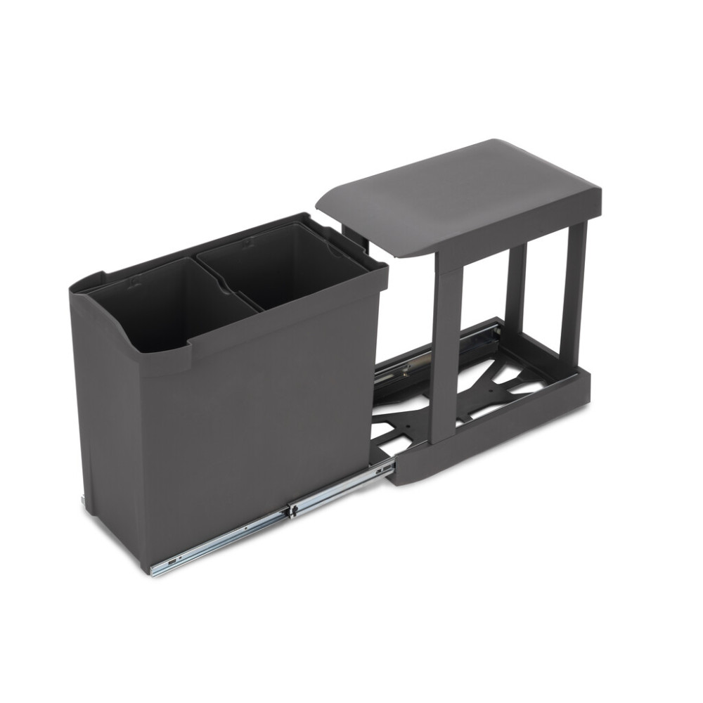 Poubelle de tri sélectif Recycle pour cuisine -2 x 14L -gris anthracite ...