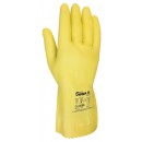 Gants sans support en latex floqué léger jaune - sachet de 12 paires JUBA