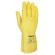 Gants sans support en latex floqué léger jaune - sachet de 12 paires