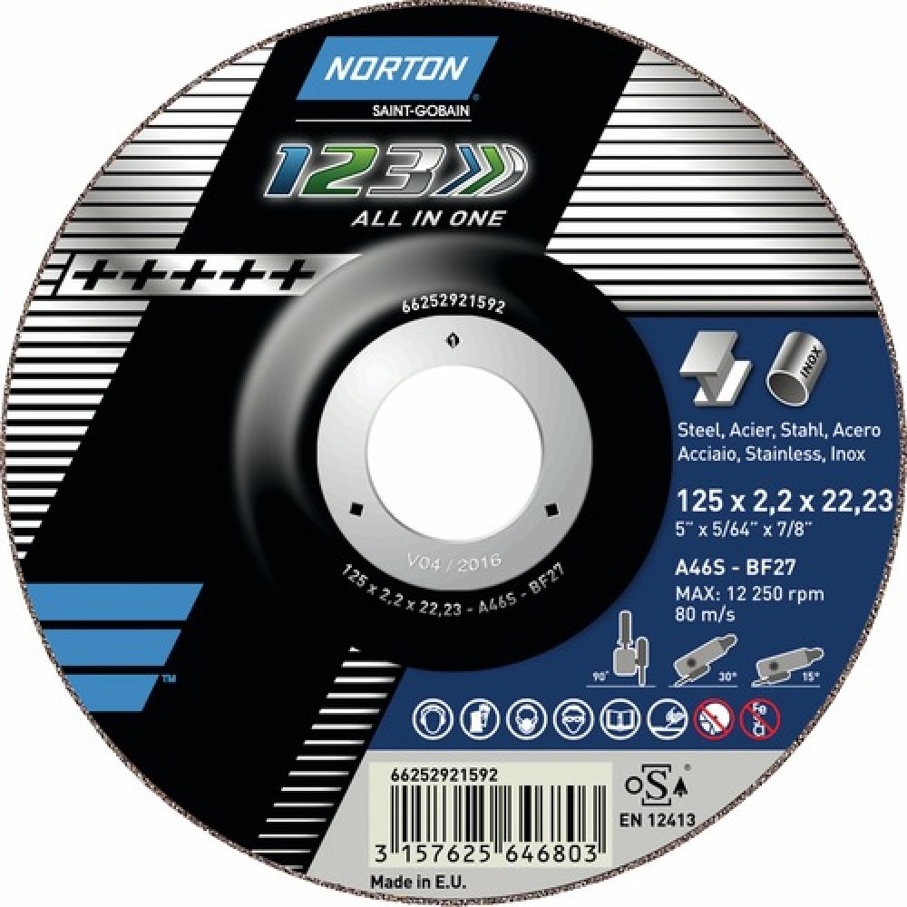 Disque à tronçonner pour métal/acier inoxydable Norton 5 (125mm