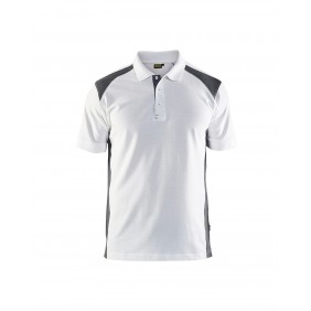 Polo de travail en coton piqué 3324 - blanc et gris foncé BLAKLADER