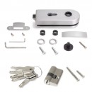 Kit serrure + gâche pour porte en verre 8-12 mm avec cadre en bois EMUCA