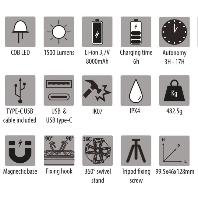 Projecteur rechargeable - température de couleur réglable - 1500 lm - Bricozor 3.jpeg OUTIFRANCE
