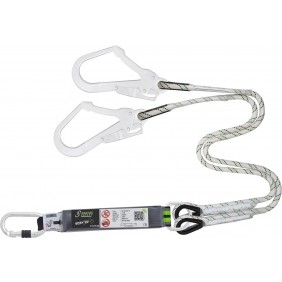 Longe fourche tressée HOPE avec absorbeur + 3 crochets - longueur 1 m KRATOS SAFETY