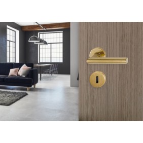 Poignées de porte sur rosaces Amsterdam C7 - laiton doré satiné HOPPE