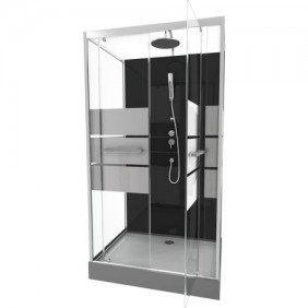 Cabine de douche Study 110x80 cm - accès de face par portes pivotantes AURLANE