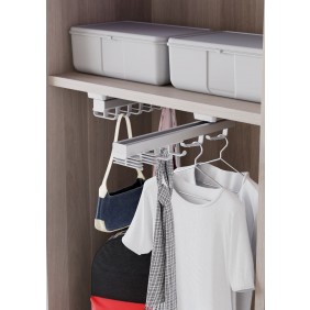 Porte-cintres coulissant sous tablette 405 - gris aluminium AMBOS