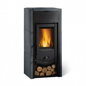 Poêle à bois 6,0 kW avec range-bûches - pierre Vulcan - Asia BII LA NORDICA EXTRAFLAME