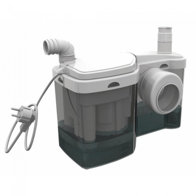 Vu technique - Broyeur adaptable W12P - raccordement wc et lave-mains WATERMATIC