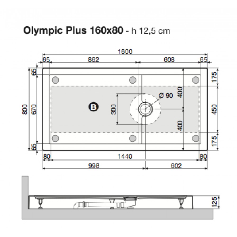 Receveur de douche à poser extra-plat 160x80 cm - Olympic Plus NOVELLINI