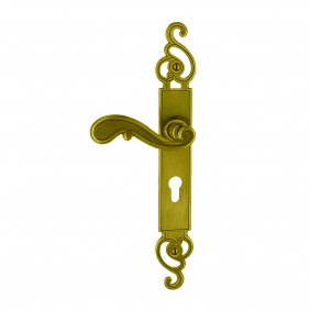 Poignée de porte rustiques sur plaques - laiton patiné - Bayeux BOUVET