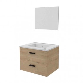 Ensemble meuble vasque salle de bains - 60 cm - 2 tiroirs - bois - Lift AURLANE