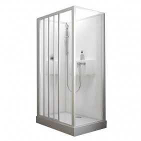 Cabine de douche 120x90 cm Izibox 2- accès de face 3 portes coulissantes LEDA