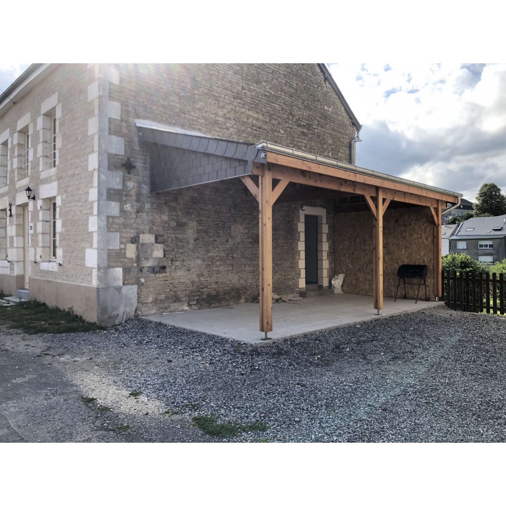 Carport adossé en bois Douglas 3 poteaux 350 x 600 cm CPBF Bricozor — free download