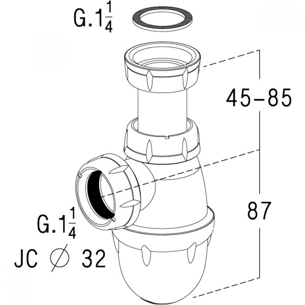 Siphon de lavabo en polypropylène - réglable en hauteur NICOLL