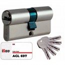 Cylindre double s'entrouvrant - variure AGL697 - laiton nickelé - ISR6 ISEO