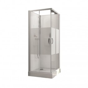 Cabine de douche 80x80 cm Izibox 2 - portes coulissantes sérigraphiées LEDA