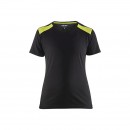 T-shirt de travail bicolore 100% coton femme 3479 - noir et jaune fluo BLAKLADER