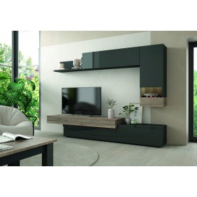 Meuble TV - 5 modules - AURA.2 - 240cm - graphite et organic RAMIS