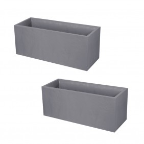 Lot de 2 Jardinières VOLCANIA – 98 L Gris galet 13731 EDA PLASTIQUES