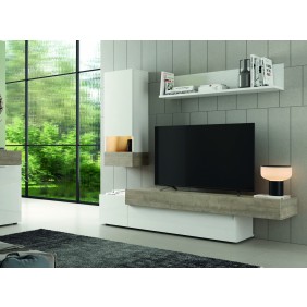 Meuble TV - 4 modules - AURA.2 - 200cm -  blanc et organic RAMIS
