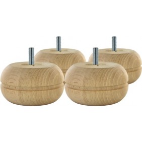 Pied de meuble boule - crantée - en bois - 85 mm Interges