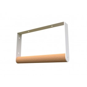 Equerre de tablette en acier avec penderie bois - blanc et hêtre Interges