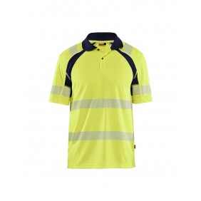 Polo de travail haute visibilité anti-UV 3595 - jaune fluo et bleu marine BLAKLADER