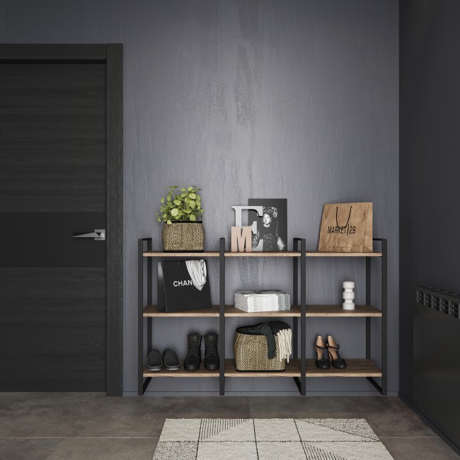 Structure pour étagère - montants en acier laqué noir - Lader - Bricozor 1.jpg EMUCA