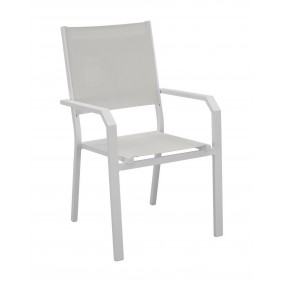 Lot de 2 fauteuils aluminium - assise textilène blanc - Gemona INDOOR OUTDOOR