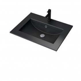 Vasque à encastrer - 60 cm - céramique noire satinée - Timber AURLANE