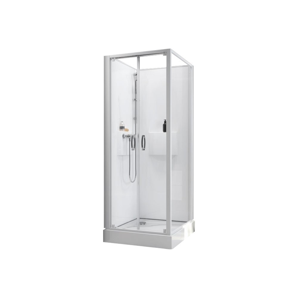 Cabine de douche 80x80 cm - accès de face par portes battantes - Izibox