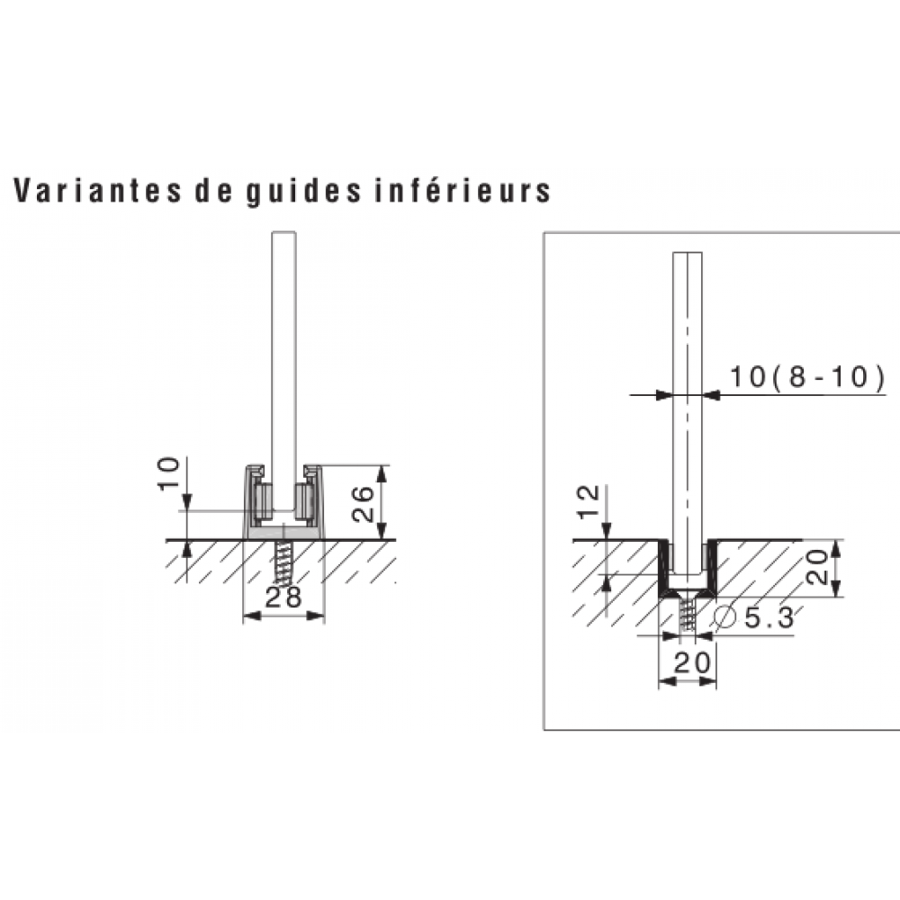 Guide de sol 8 en 1 Guide de porte coulissante réglable Guide de sol Guide  de porte mur / inférieur Kit de guide de porte coulissante