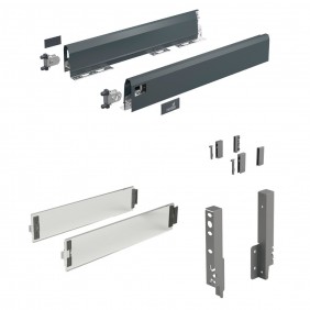 Kit tiroir verre DesignSide ArciTech - côtés H94 mm - pour dos H218 mm HETTICH