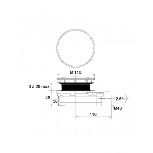 Schema Bonde de douche ultra-plate pour receveur 90 mm x 48 mm - Smart Bonde.jpeg VALENTIN