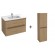 Meuble salle de bain 80cm 2 tiroirs avec vasque + Meuble colonne 140x40cm 2 portes -Chêne Colorado - Ola Up