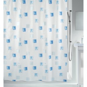 Rideau de douche - 120 x 200 cm - Bleu ciel et Blanc - Polyester - Milano SPIRELLA