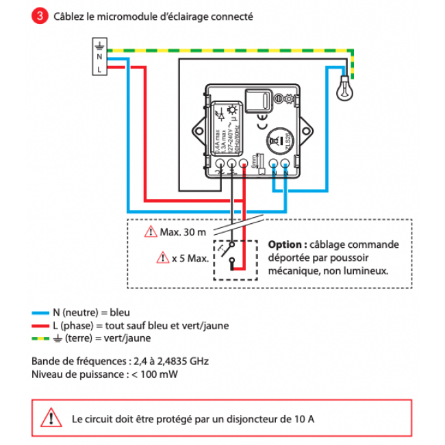 Micromodule pour éclairage connecté 300W avec neutre Netatmo Bricozor