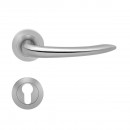 Poignées de porte sur rosaces rondes série ER19 Jersey - inox satiné KARCHER DESIGN