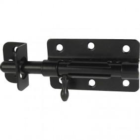 Verrou de box - époxy noir - platine 85x56 mm - Pêne 14 mm TORBEL